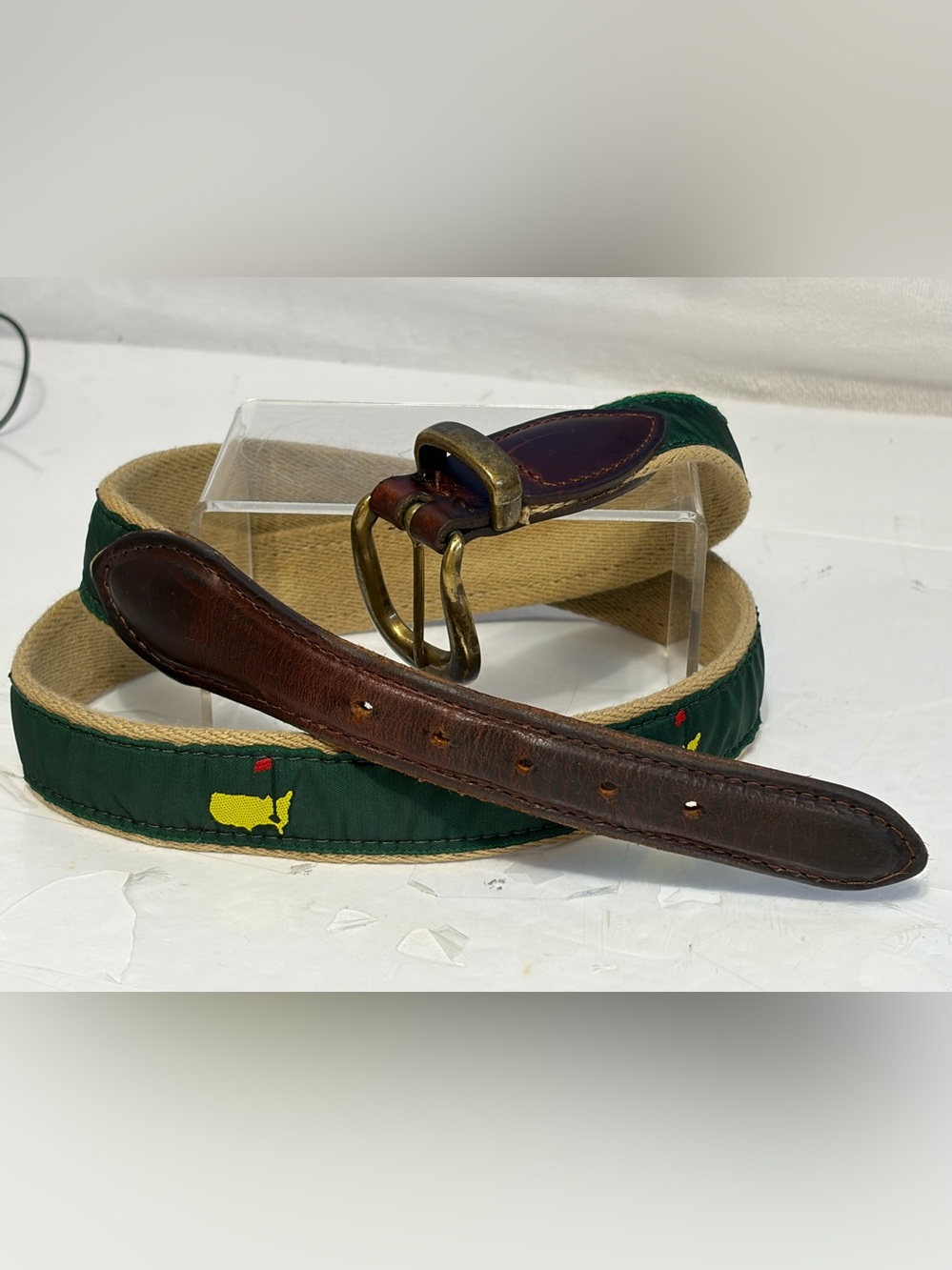 Vintage Masters Augusta National Golf Tournament Leather Canvas Belt Size 42